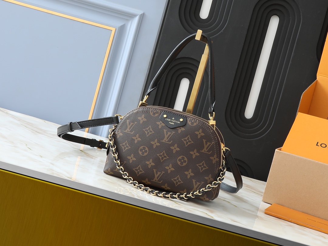 LV Classic Handbag Monogram Canvas Model M12009 Magnetic Lock Designer Bag